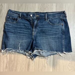 Old Navy Dark Blue Jean Shorts with Frayed Hem